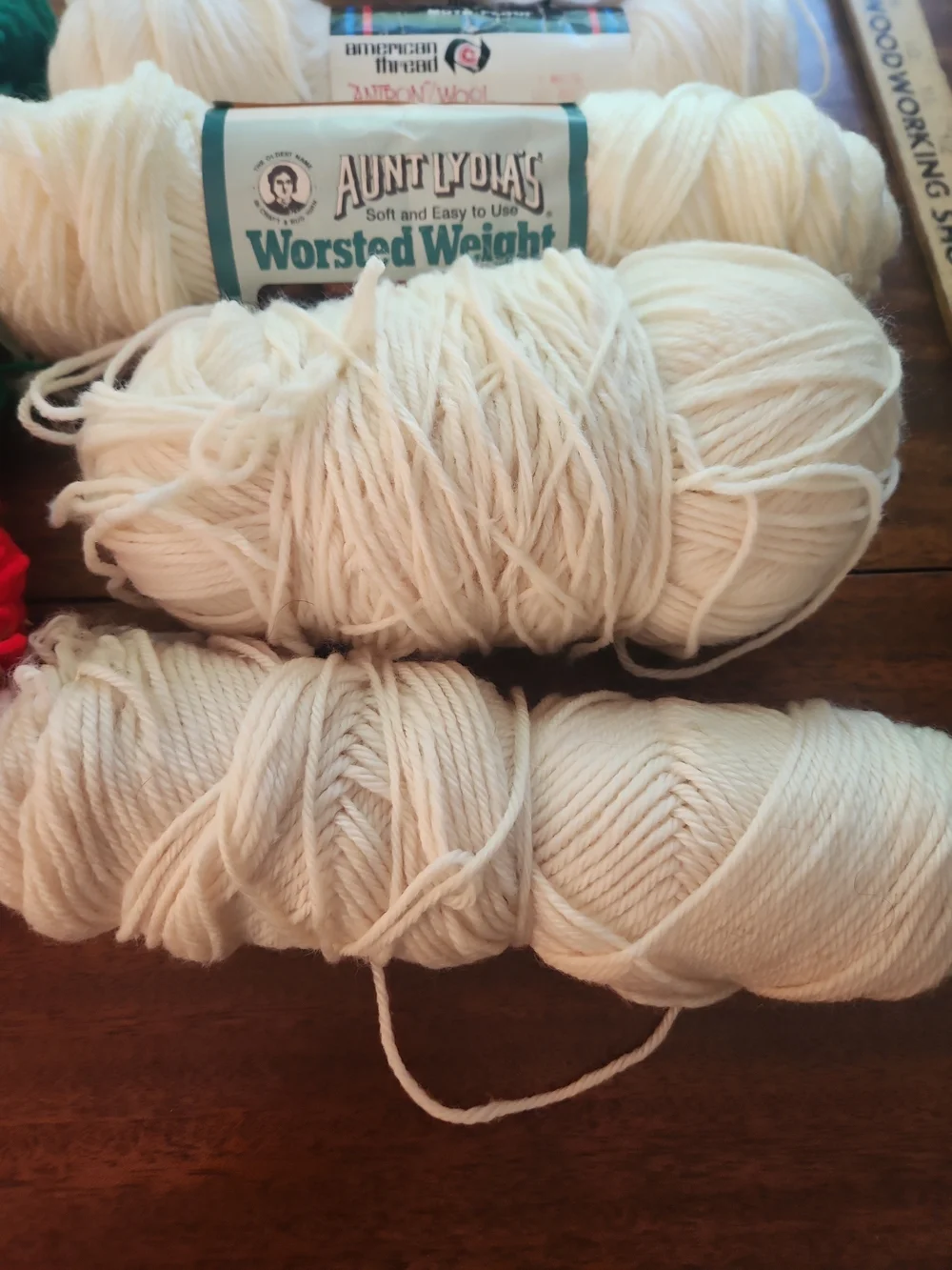 Wintuk & Assorted Worsted Weight Yarn Bundle in Xmas Colors Lot Of 9